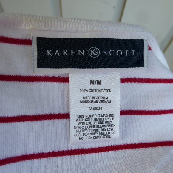 Cotton Striped V Neck Sleeveless T Shirt, Size M - Picture 3 of 3